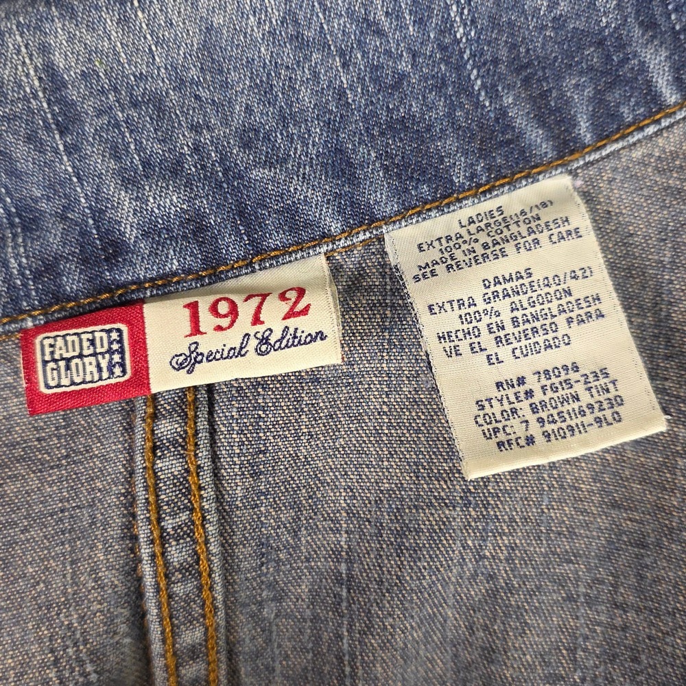 Vintage Faded Glory Denim Chore Coat Size XL Collared Pockets Retro 90s Y2K - Picture 10 of 11